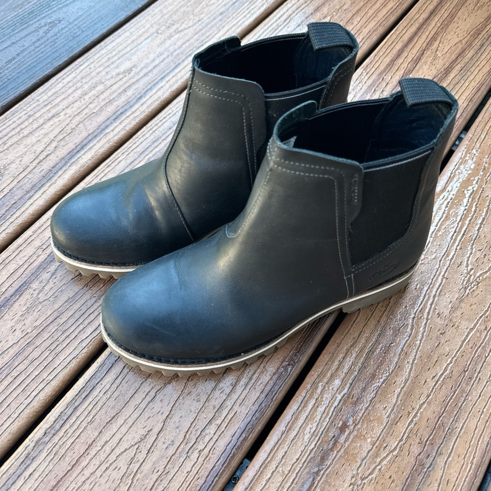 Black Leather Chaco Chelsea Waterproof Boots
